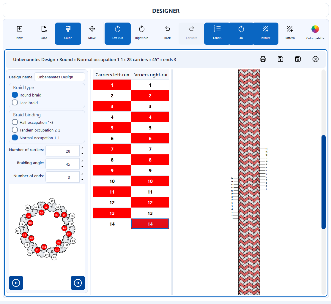 3D Designer mit Rundgeflecht-Vorschau