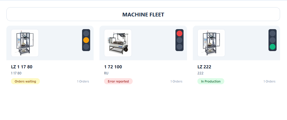 Machine Fleet – Maschinenübersicht mit Ampel-Status